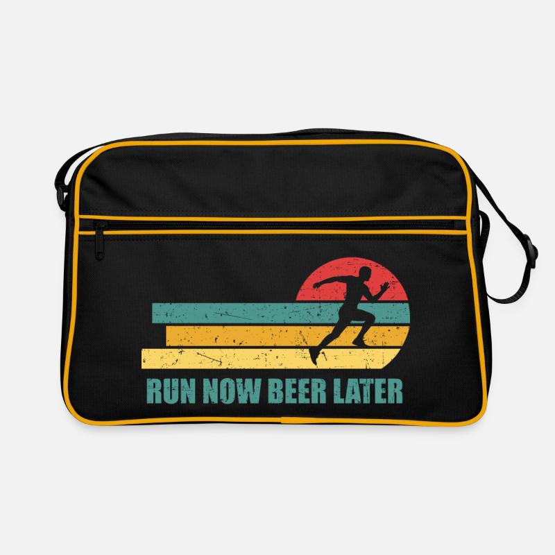 Läufer Marathon Laufen jetzt Bier später Retro Tasche