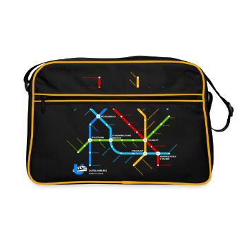 Quedlinburg (U-Bahn-Liniennetz-Edition) - Retro Tasche - Schwarz/Gold - Vorne