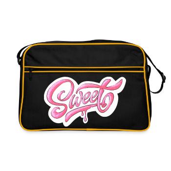 Sweet Pink Glitter Manuscrit Design - Sac Retro - noir/or - Devant