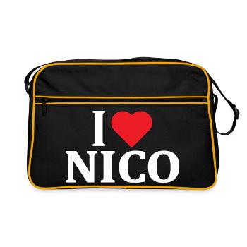 t-shirt I love Nico t-shirt gift idea - Retro Bag - black/gold - Front
