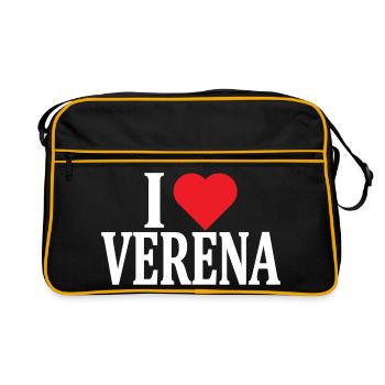 T-Shirt I love Verena T-Shirt Geschenkidee - Retro Tasche - Schwarz/Gold - Vorne