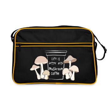 La vie est meilleure avec champignons champignons au café et épicéa - Sac Retro - noir/or - Devant