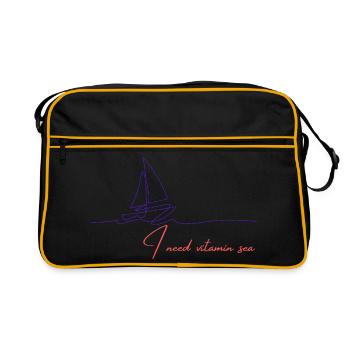 Motif de la navigation en mer vitaminée - Sac Retro - noir/or - Devant