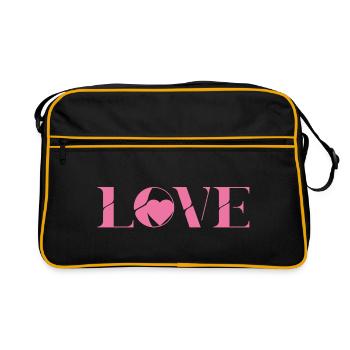 Love in the pink red LOVE design - Retro Bag - black/gold - Front