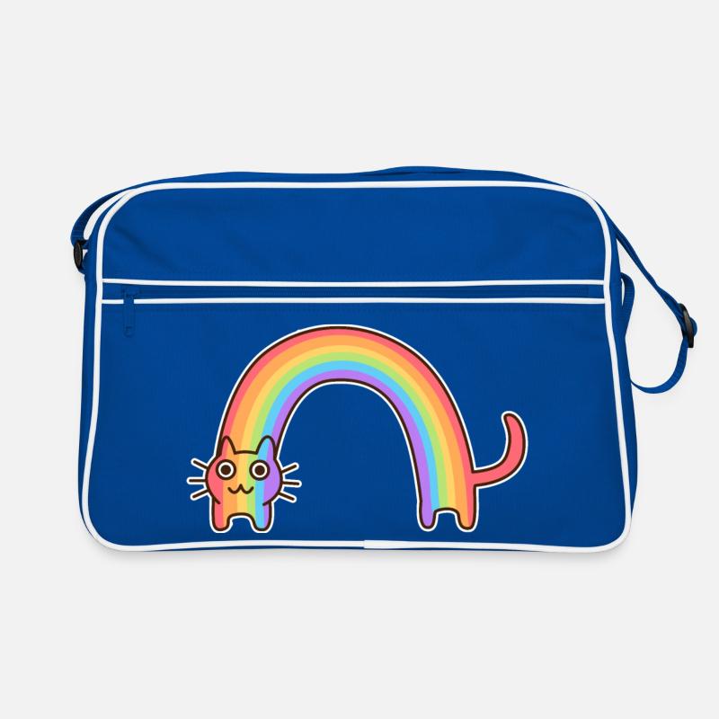 Regenbogenkatze. Buntes Design der Katze * Retro Tasche