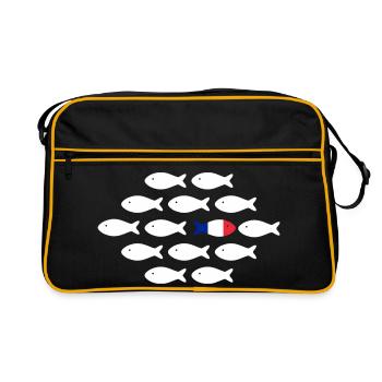 Fish in rows with tricolor fish - Retro Bag - black/gold - Front