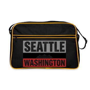Souvenir de voyage vintage du ferry Washington à Seattle - Sac Retro - noir/or - Devant