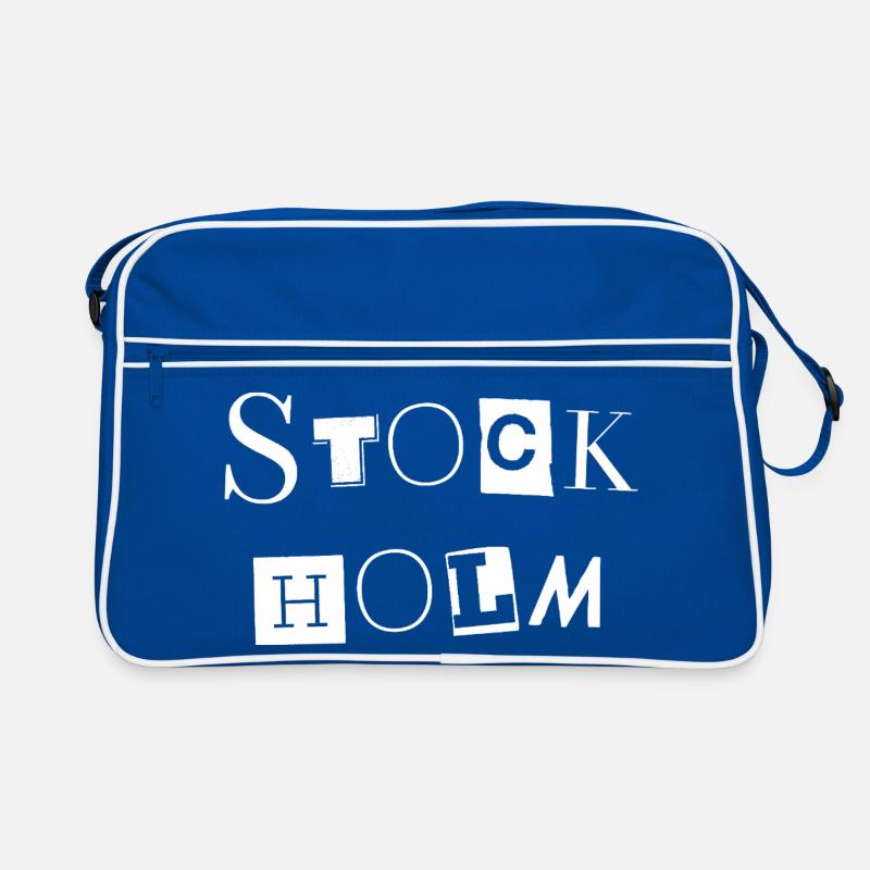 Conception de texte en noir et blanc de Stockholm Sac Retro