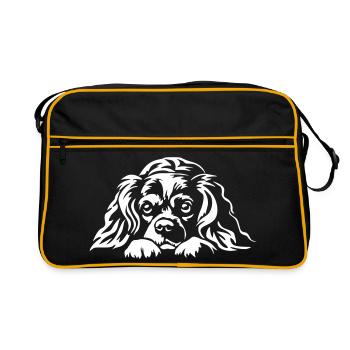 Cavalier King Charles Spaniel « Édition noire » - Sac Retro - noir/or - Devant