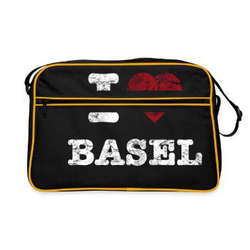 i_love_basel_vintage_hell - Retro Bag - black/gold - Front
