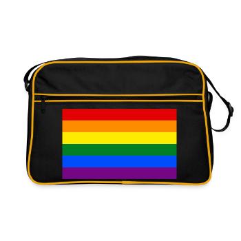 Homosexuell Stolz Flagge Regenbogen Flagge LGBT Aufkleber - Retro Tasche - Schwarz/Gold - Vorne