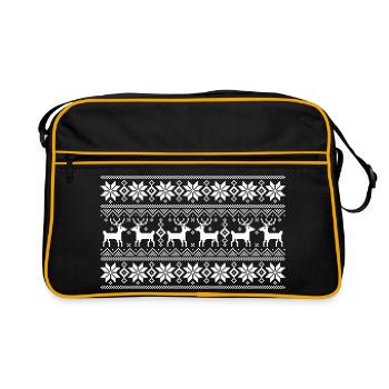 Merry Christmas pattern 1 (dark) - Retro Bag - black/gold - Front