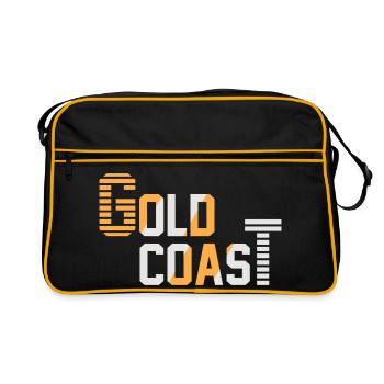 Sonnenuntergang am Küstenstrich - Retro Tasche - Schwarz/Gold - Vorne