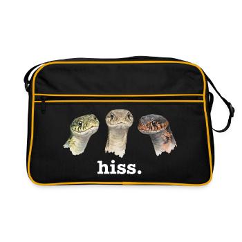 Schlangenzischen Lustiges Schlangenliebhaber Lusti - Retro Tasche - Schwarz/Gold - Vorne