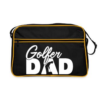 Golfer Dad Vintage Silhouette Golfing Father - Retro Bag - black/gold - Front
