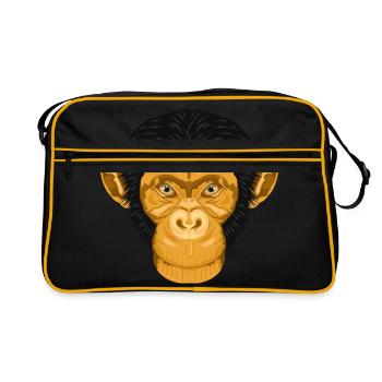 Affe Schimpanse Äffchen - Retro Tasche - Schwarz/Gold - Vorne
