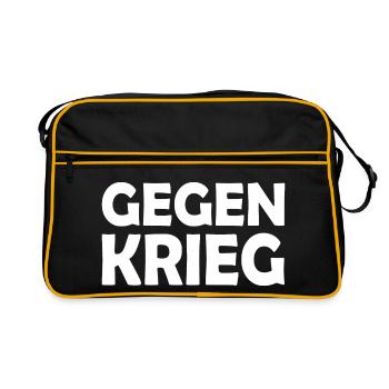 Gegen krieg - Retro Tasche - Schwarz/Gold - Vorne