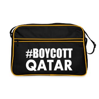 Boycott qatar - Retro Tasche - Schwarz/Gold - Vorne