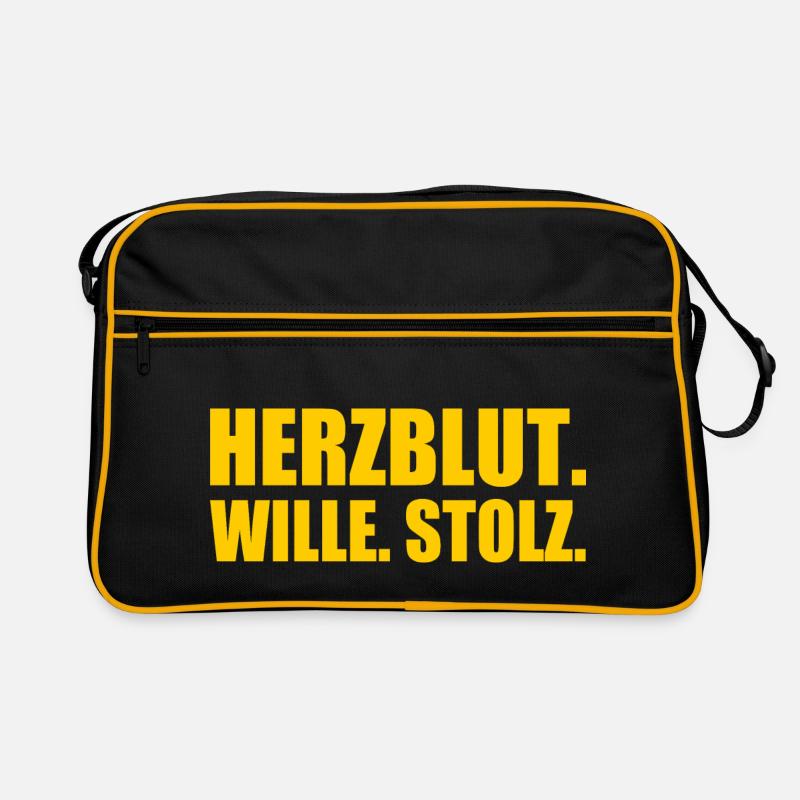 Herzblut wille stolz - Retro Tasche - Schwarz/Gold