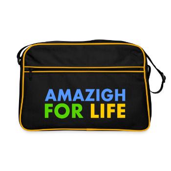 Amazigh for life - Retro Tasche - Schwarz/Gold - Vorne