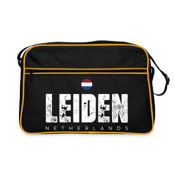 Leiden City Distressed Print - Retro Bag - black/gold - Front
