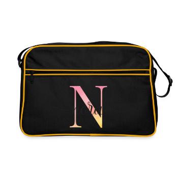 N | Monogramme | Nom | Nora |Aquarelle - Sac Retro - noir/or - Devant