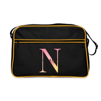N | Monogram | Name | Nova |Watercolor - Retro Bag - black/gold - Front
