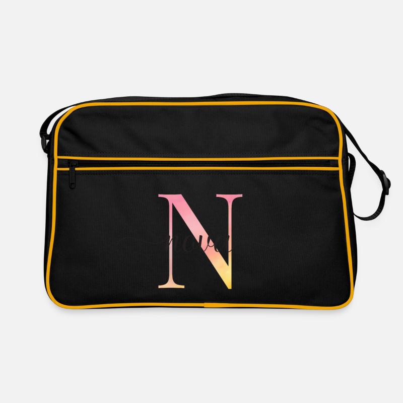N | Monogram | Name | Nova |Watercolor Retro Bag