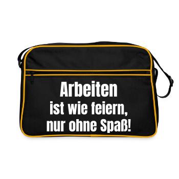 Travailler comme faire la fête, mais sans s’amuser. - Sac Retro - noir/or - Devant