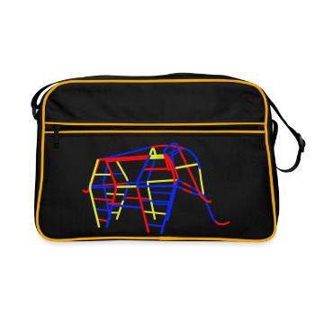 DDR Kletterelefant - Retro Tasche - Schwarz/Gold - Vorne