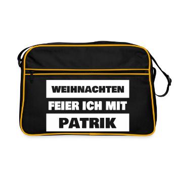 Geschenk für Patrik - Retro Tasche - Schwarz/Gold - Vorne