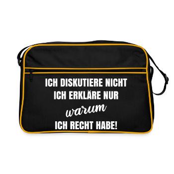 Ich diskutiere nicht ich erkläre nur warum ich - Retro Tasche - Schwarz/Gold - Vorne