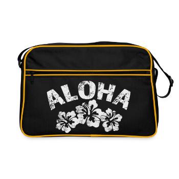 Imprimé vintage d’hibiscus Aloha - Sac Retro - noir/or - Devant