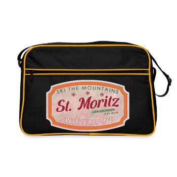 St Moritz Mountain Ski Label - Retro Bag - black/gold - Front