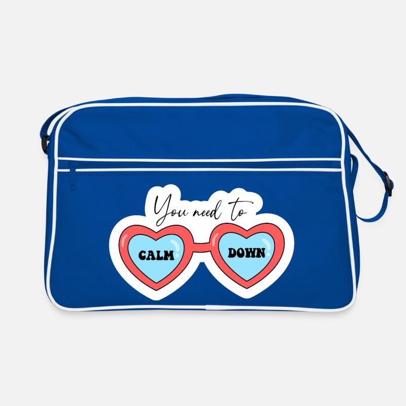 Du musst dich beruhigen, Herz-Gläser Retro Tasche