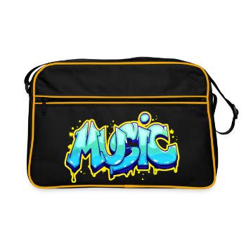 Music - Retro Tasche - Schwarz/Gold - Vorne