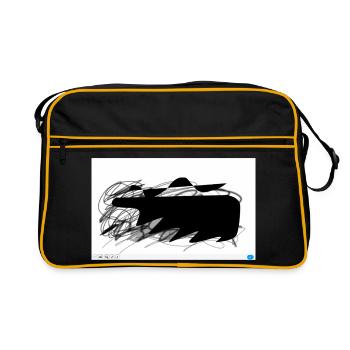 Tache abstraite noire avec des lignes - Sac Retro - noir/or - Devant