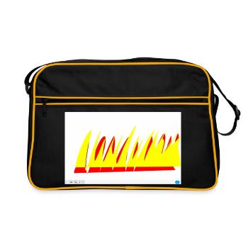 Lignes de flamme jaune-rouge - Sac Retro - noir/or - Devant