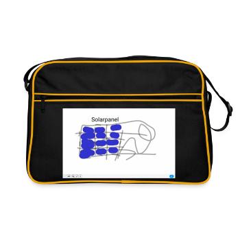 Sonnenkraft Muster in Blau - Retro Tasche - Schwarz/Gold - Vorne