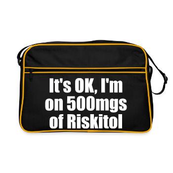 Tout va bien, je prends 500 mg de Riskitol. G drôle - Sac Retro - noir/or - Devant