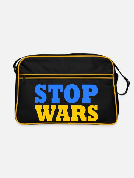 Stop war - Retro Tasche - Schwarz/Gold - Vorne