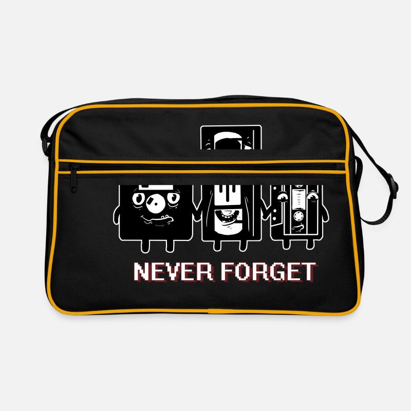 VERGESSEN SIE NIE CASETTE DISKETTE LUSTIG - Retro Tasche - Schwarz/Gold
