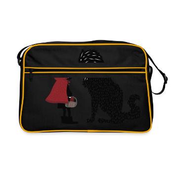 Rotkäppchen und der böse Wolf - Retro Tasche - Schwarz/Gold - Vorne