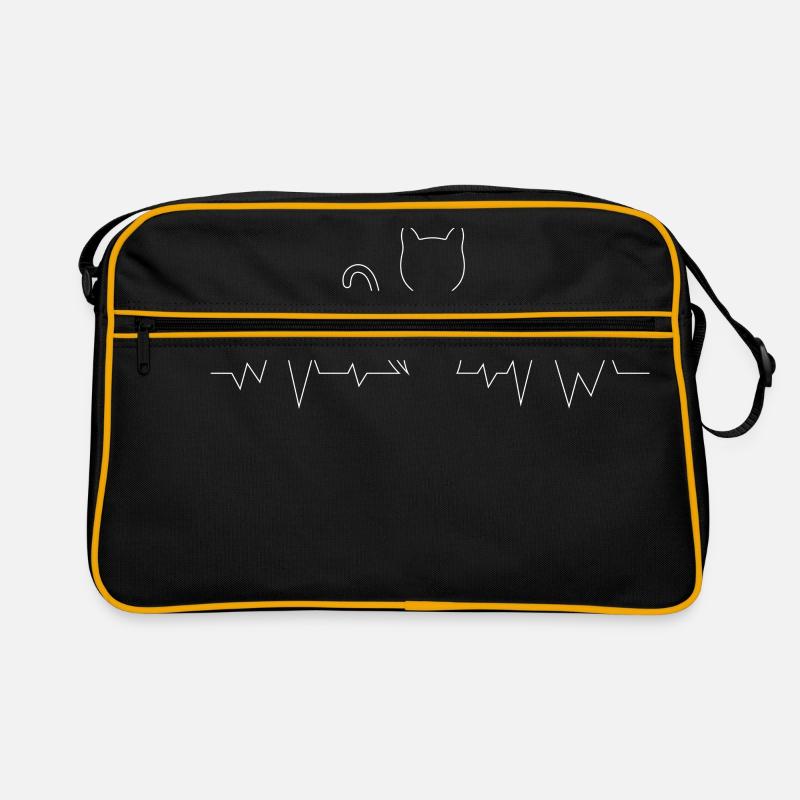 Battement de coeur - Chat (blanc) - Sac Retro - noir/or