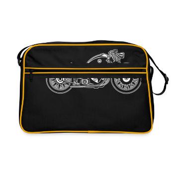 Chopper / Bobber Motorrad 09_weiß - Retro Tasche - Schwarz/Gold - Vorne