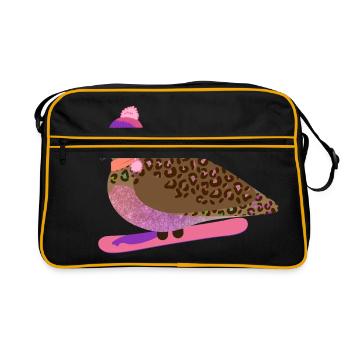 Snowboard Gal Pigeon Friend - Retro Bag - black/gold - Front