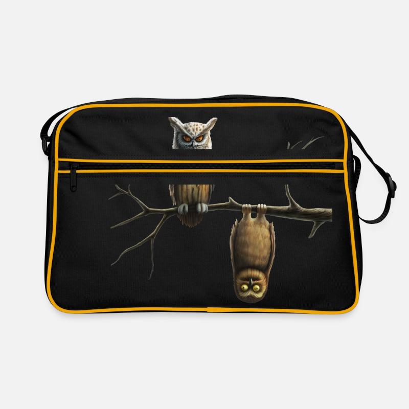 Eulen - Retro Tasche - Schwarz/Gold