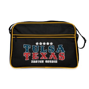 "Tulsa Texas" Country Song Vintage Western  - Retro Tasche - Schwarz/Gold - Vorne