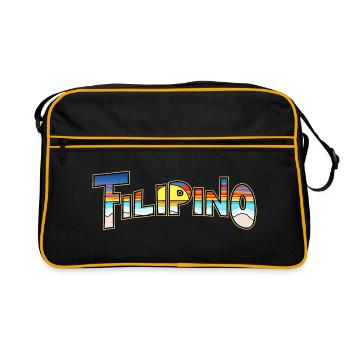 Plage philippine de guapo avec coucher de soleil, jaune - Sac Retro - noir/or - Devant