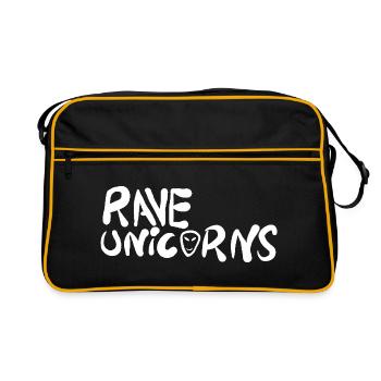 Rave Unicorns Logo Text White - Retro Tasche - Schwarz/Gold - Vorne